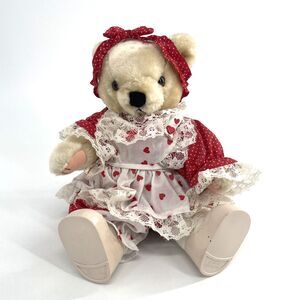 Tender Heart Treasures Bear Plush Stuffed Dress Pinafore Shoes Headband Jointed
